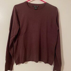 Warm Brown August Silk Long Sleeve Sweater -- Size L